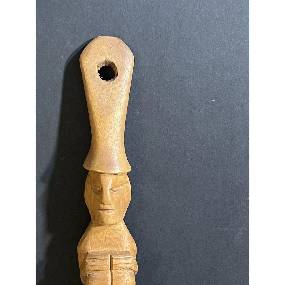 Wood Salad Fork & Spoon‎ Mid Century Tribal Hand Carved Decor 12